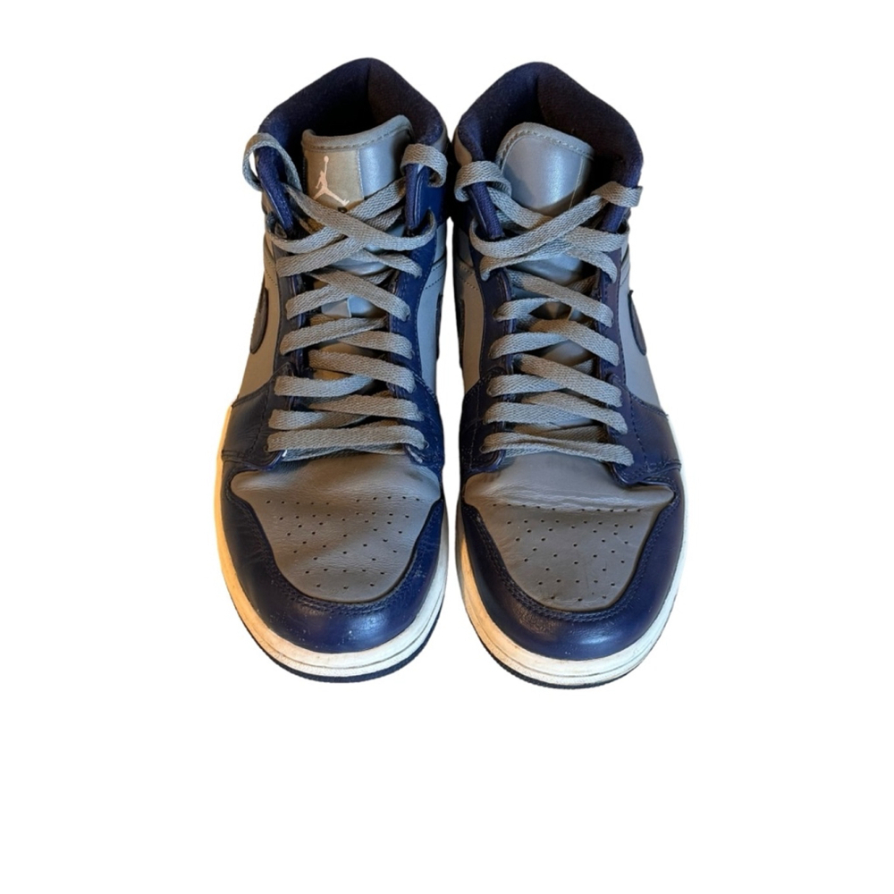 Nike Air Jordan 1 Mid Georgetown Midnight Navy Cool Grey Mens Sz 9.5 - Picture 6 of 9